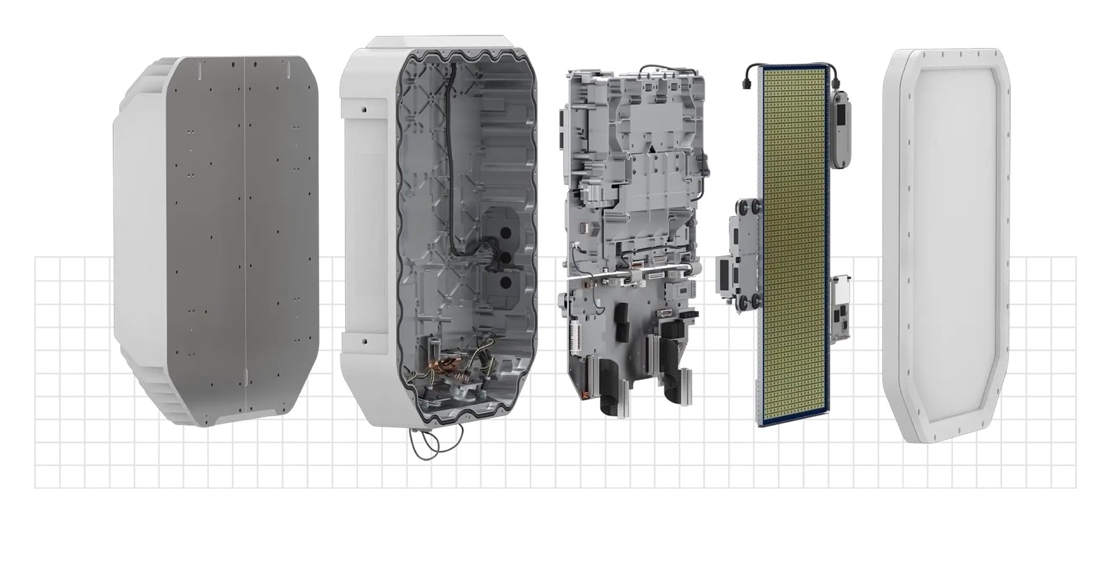 EchoShield 4D MESA radar — exploded component view