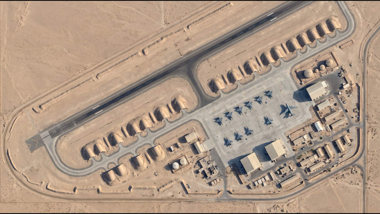 Illustrative: An air base with hardened aircraft shelters