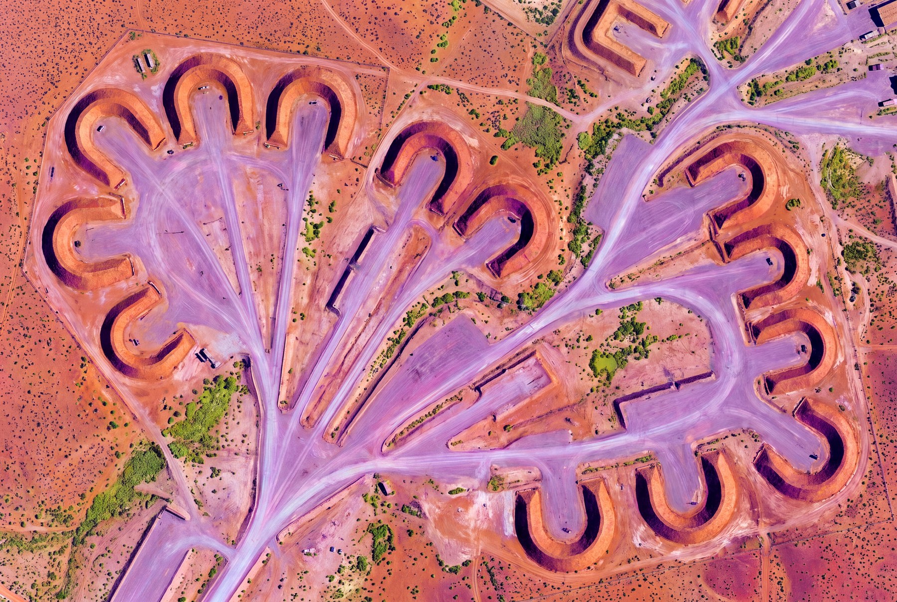Illustrative: Desert ground cut with revetments and access tracks