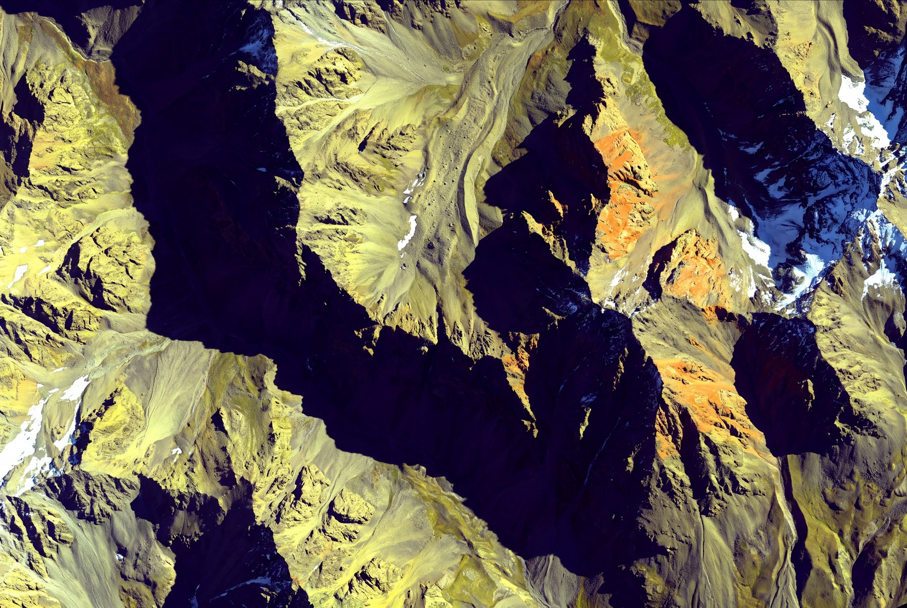 Illustrative: Mountain terrain seen from orbit