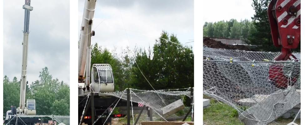 Dynamic impact test sequence on the mesh barrier