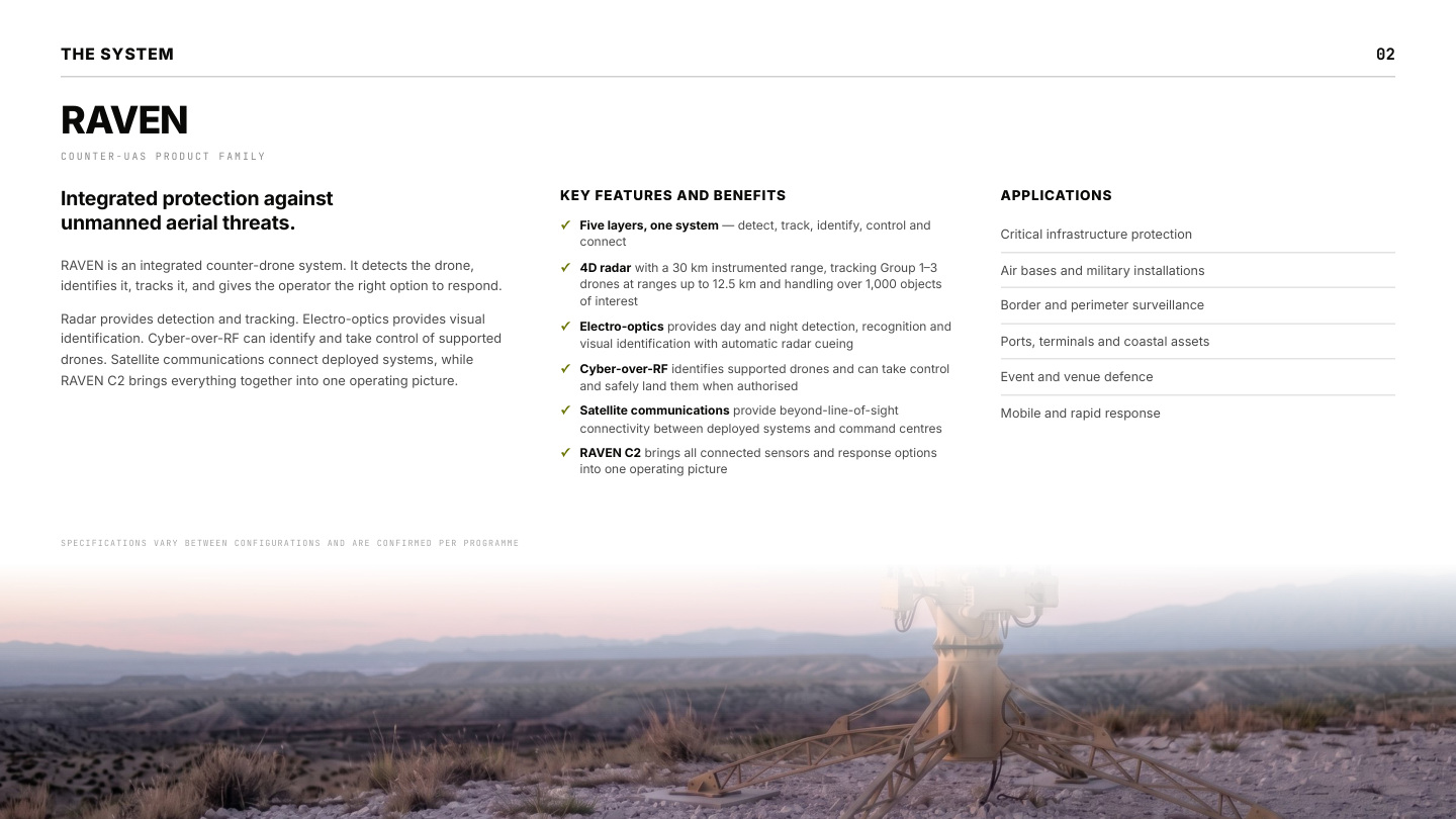 RAVEN product family profile, page 2: The system — What RAVEN is, and what it is for