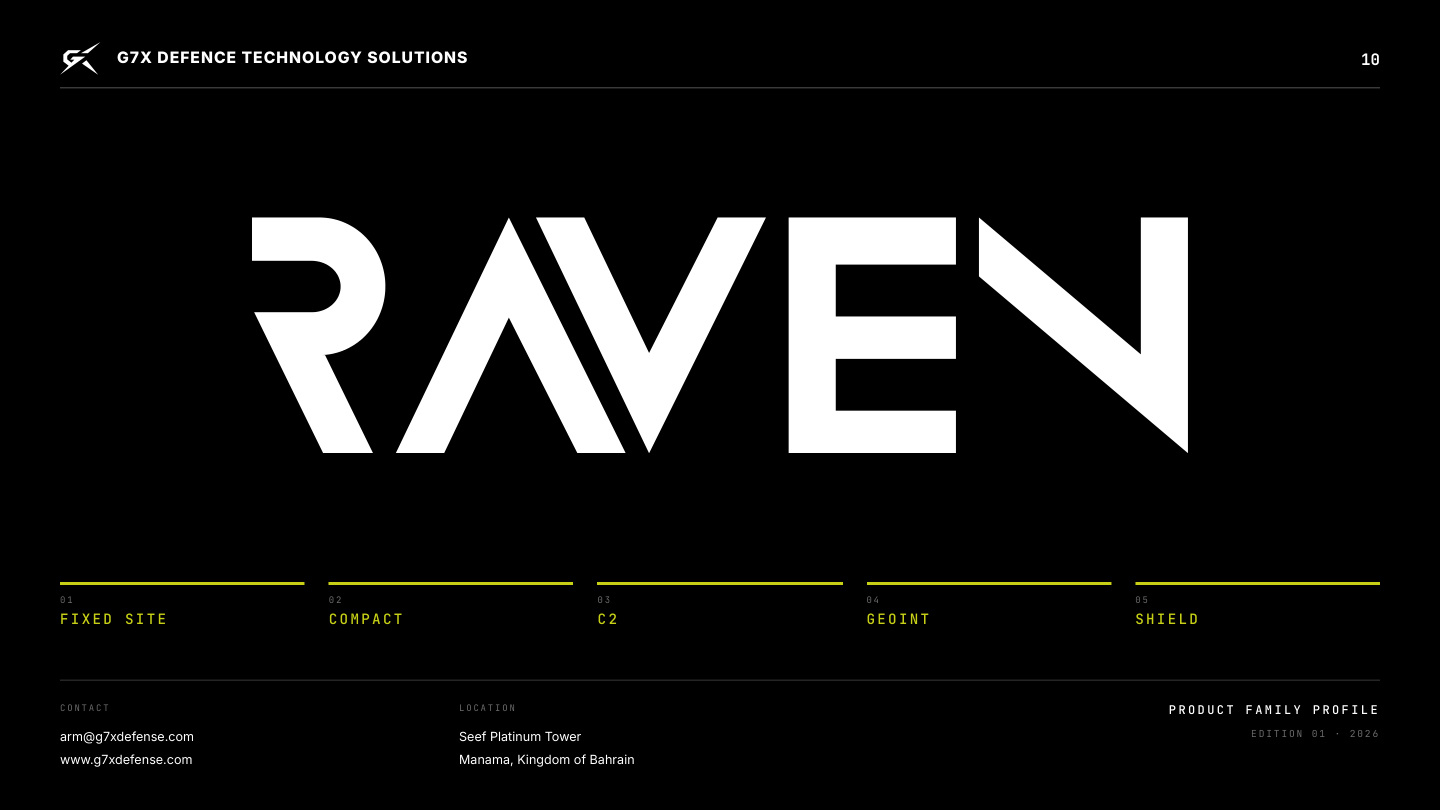 RAVEN product family profile, page 10: G7X — Contact